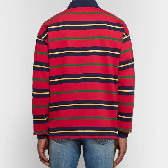 Gucci Striped Long Sleeve Polo with Bee in Red NEW WITH TAGS - Picture 5 of 9